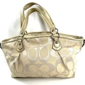 Coach | Bags | Coach Poppy 6295 Tan Signature Sateen Gold Lurex  